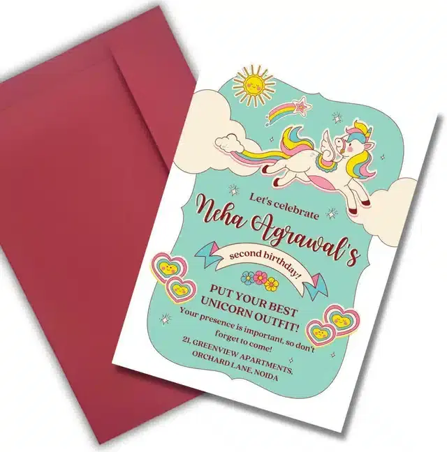 Birthday Party Greetings with Envelope, Multicolor