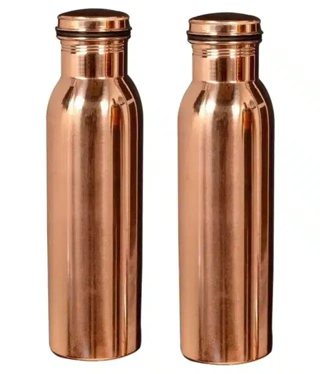Copper Water Bottle, Pack of 2, Gold, 1000 ml