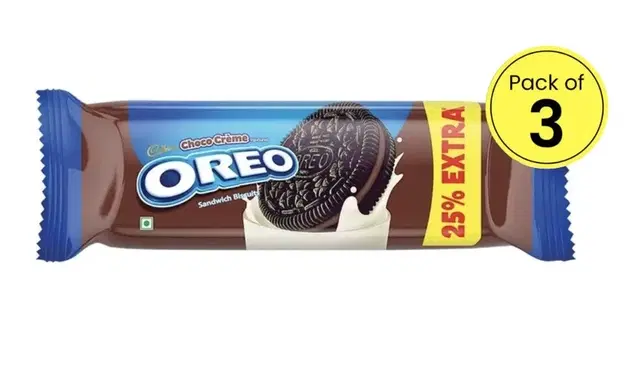Cadbury Oreo Chocolate Creme Biscuits 3X83.5 g (Pack Of 3)