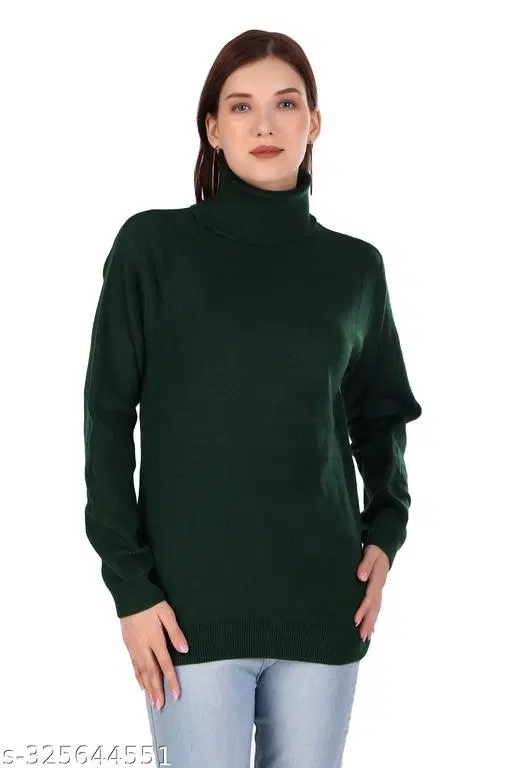 Acrylic Sweater for Women (Green, M)