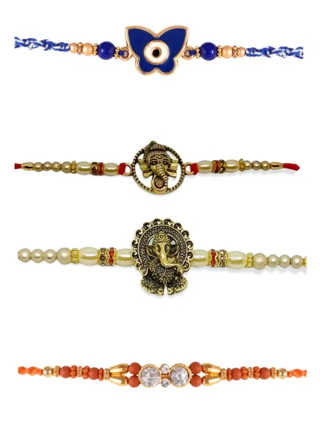 Designer Rakhi for Rakshabandhan, Multicolor, Pack of 4