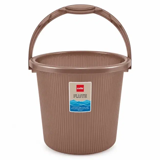 Cello Flute Bucket, 20 L, Brown | Sturdy & Easy-Grip Handle