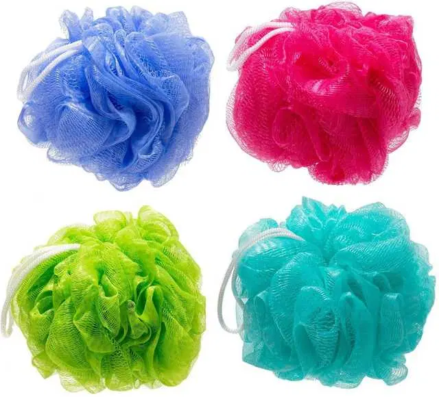 Pinak Round Scrub Bath Sponge Loofah For Men And Women, Pack Of 4, Multicolour, PS-128