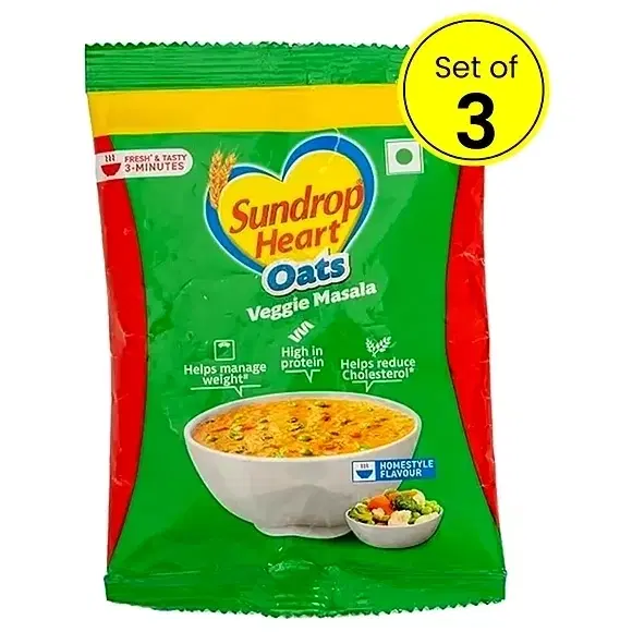 Sundrop Heart Veggie Masala Oats 3X43 g (Pack of 3)