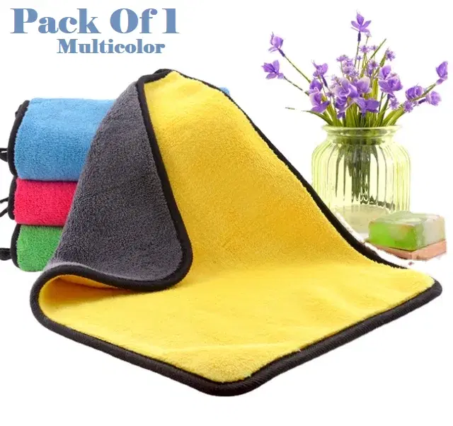 Microfiber Thick Lint & Streak-Free Multipurpose Cleaning Clothes, Multicolor, Pack of 1