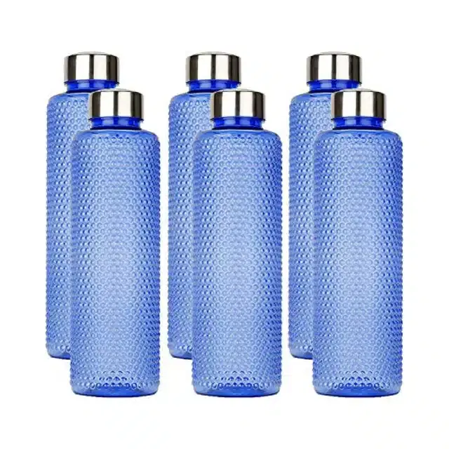 Airtight Plastic Water Bottle with Lid, Purple, 1000 ml, Pack of 6