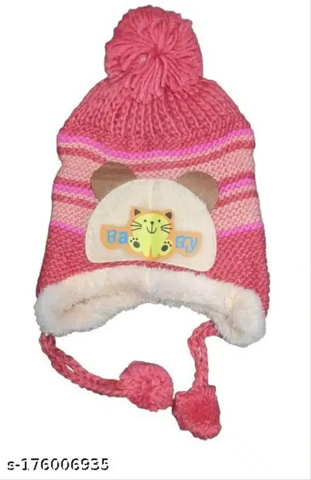Woolen Cap for Kids (Pink, 3-4 Years)