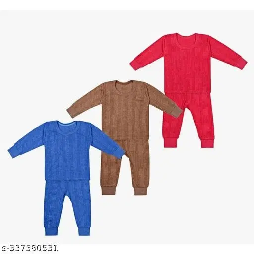 Woolen Thermal Set for Kids, Set of 3 (Multicolor, 0-3 Months)