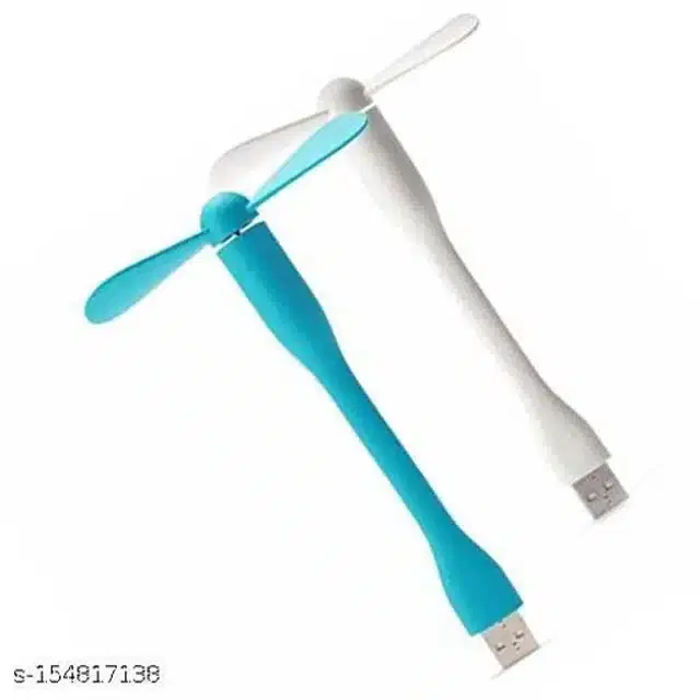 Mini USB Fan, White & Sky Blue, Pack of 2