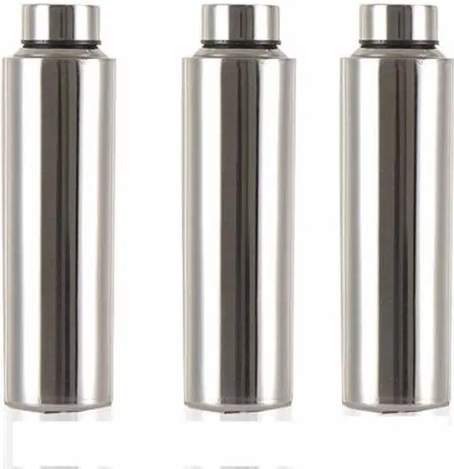 Stainless Steel Water Bottle, Silver, 1000 ml, Pack of 3