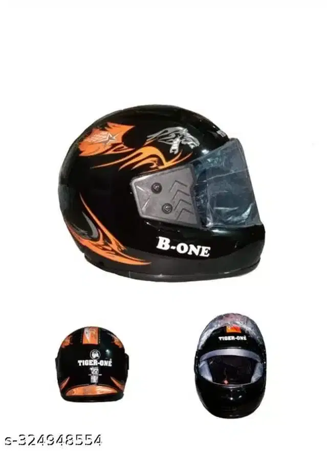 Full Face Helmet for Men & Women, Black & Orange