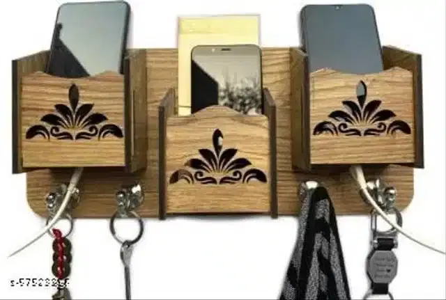 Wooden Key & Mobile Holder, Tan