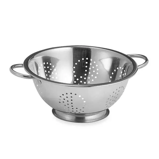 BMT Stainless Steel Strainer Cum Fruit Basket, Pack Of 1, Steel Mirror Finish, H2