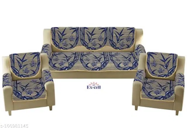 Polycotton 5 Seater Sofa Covers, Blue, Set of 1