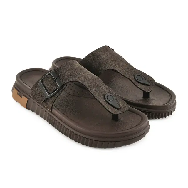 Solid Slippers for Men (Brown, 7)