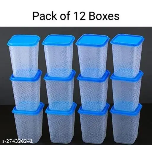 Plastic Storage Containers, Blue, Pack of 12 (1000 ml)