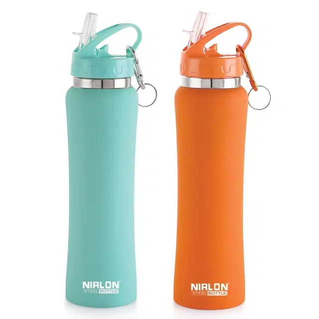 Nirlon Stainless Steel Sipper Water Bottle, Multicolor, 750 ml, Pack of 2