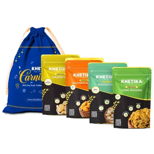 Khetika Legacy Dry Fruits Gift Potli Almonds, Cashews, Pistachios & Raisins-400 g