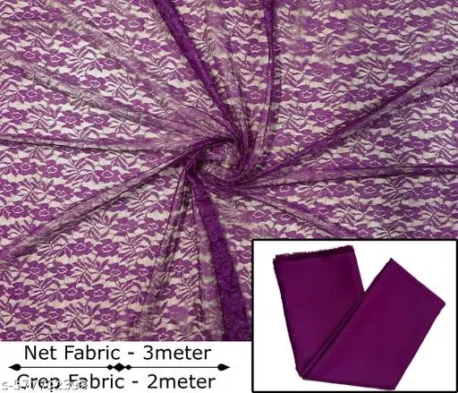 Crepe Un Stitched Dress & Gown Material,  Purple  (Un Stitched)