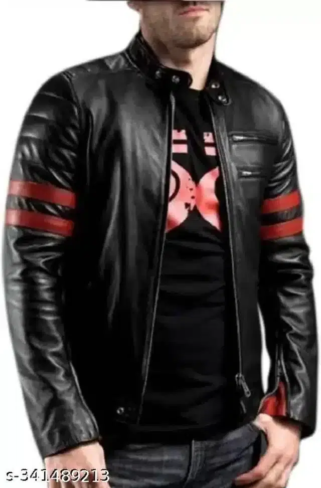 Leather Jacket for Men (Black, L)