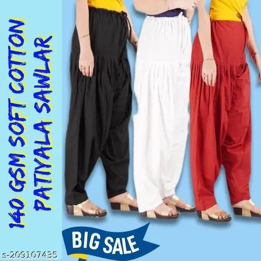 Salwars for Women, Pack of 3 (Black, 28)