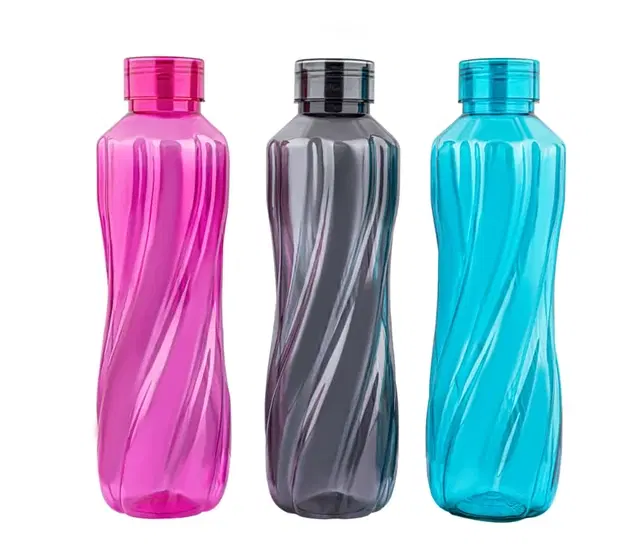 Plastic Water Bottles, Multicolor, 1000 ml, Pack of 3