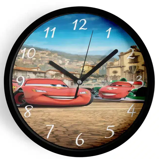 Analog Cars Wall Clock for Home, Black, 7 Inches