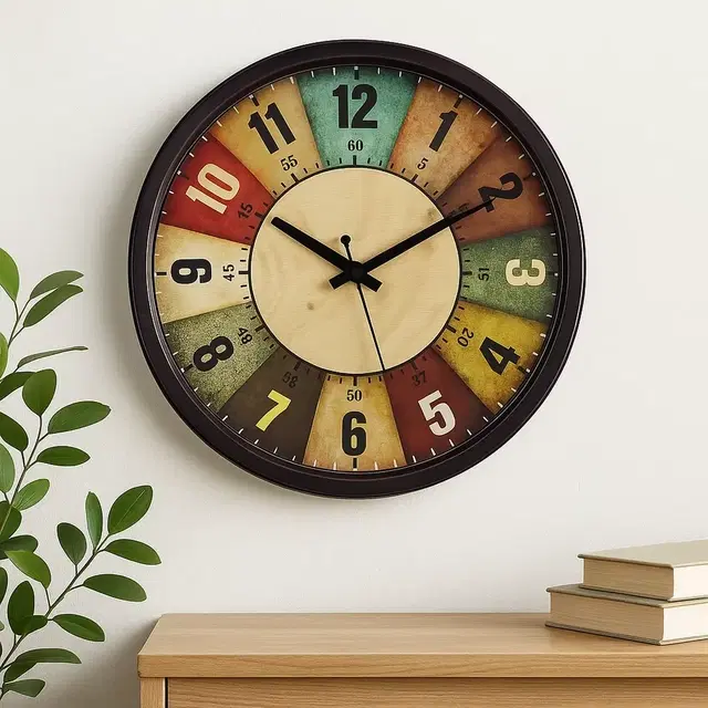 Gulabi Art Analog Wall Clock, Multicolor, 28x28 cm