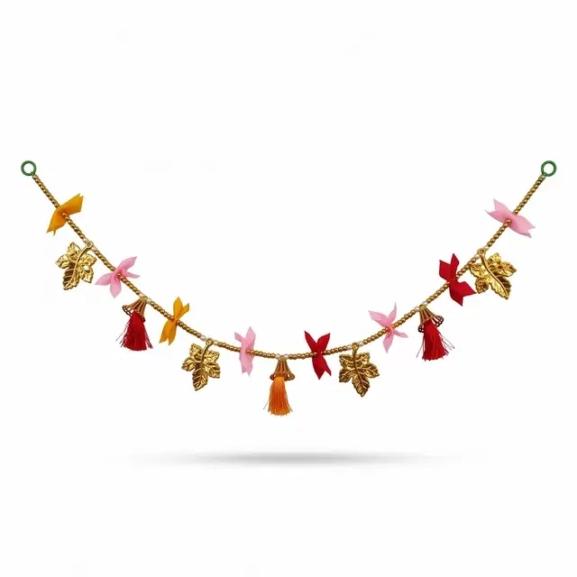 Golden Leaf And Tassel Door Toran Bandhanwar For Main Entrance