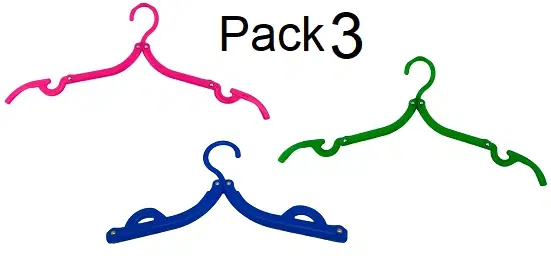 Plastic Foldable Cloth Hanger, Multicolor, Pack of 3