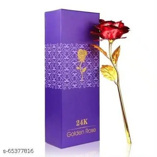 Gold Plated Rose Flower, Red
