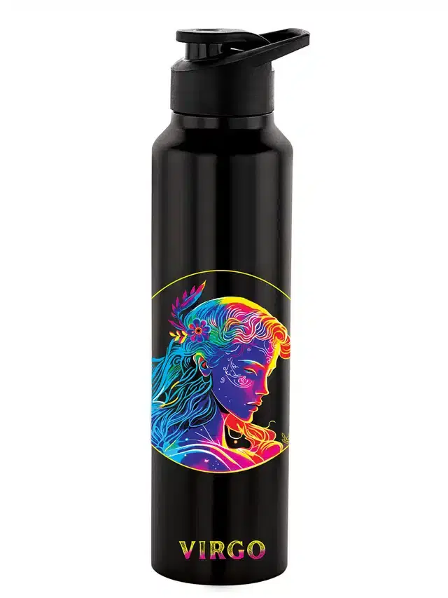 Stainless Steel Insulated Single Wall Water Bottle, Black, 1000 ml