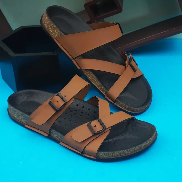 Solid Flipflops for Men (Tan, 6)