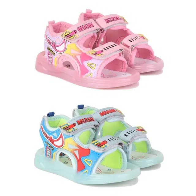 Sandals for Kids, Pack of 2 (Multicolor, 8 C)