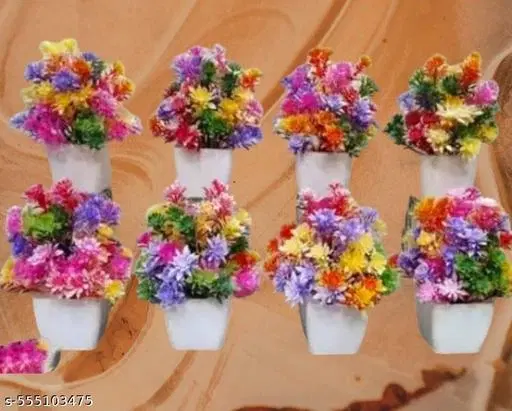 Plastic Artificial Flowers, Multioclor, Pack of 8