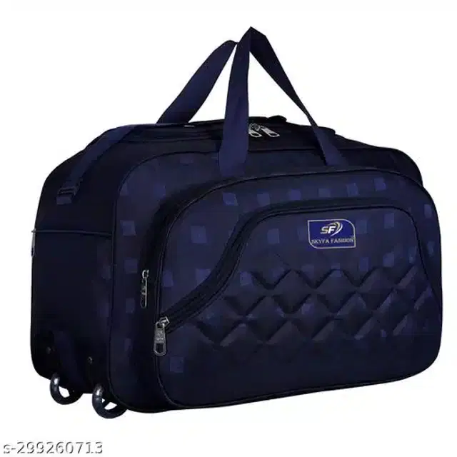 Nylon Strolley Duffel Bag, Navy Blue, 60 L
