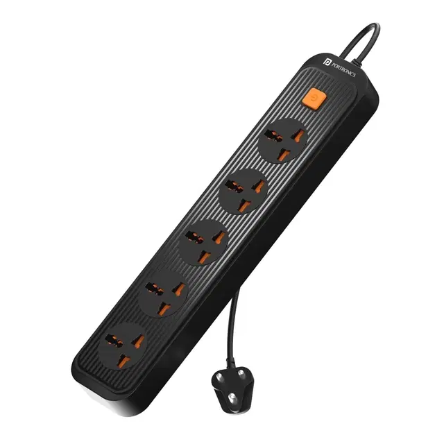 Portronics 13 Multiplug Extension Board with 2M Cord Length,Black