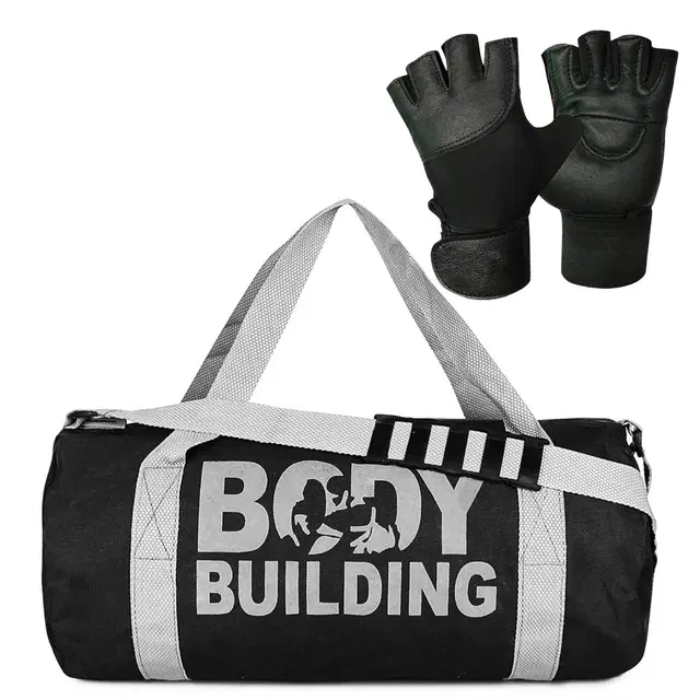 Polyester Printed Gym Bag with Gloves for Men & Women, Multicolor, Set of 1
