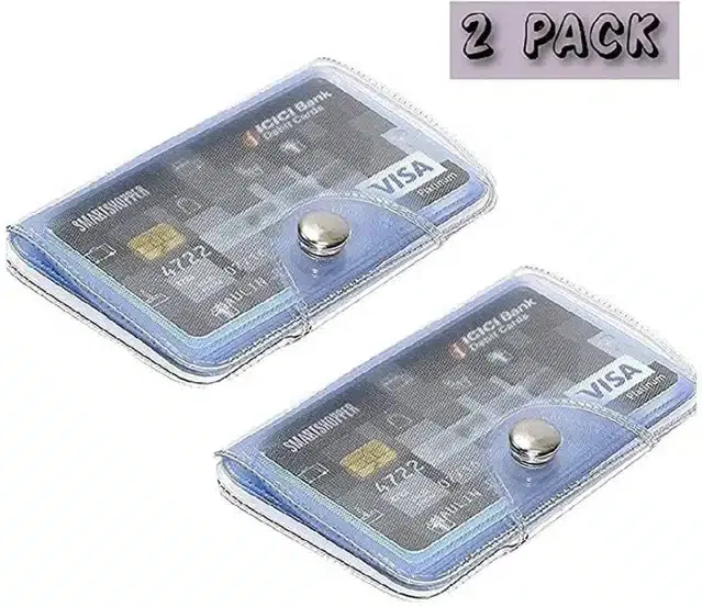 Transparent Plastic Card Holder for Unisex, Pack of 2 (Transparent)