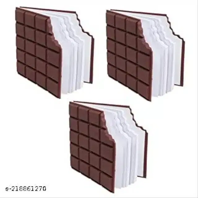 Chocolate Shaped Diary for Kids, Brown & White, Pack of 3