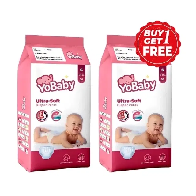 Yobaby Baby Diapers S - 2X36 Pcs (Buy 1 Get 1 Free)