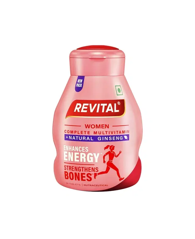 Revital For Women With Multivitamins, Calcium, Zinc & Natural Ginseng For Daily Immunity Strong Bones, And Enhances Energy Level 30 Capsules