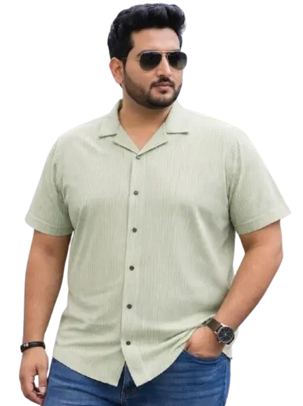 Cotton Blend Solid Shirt for Men, Light Green (3XL)