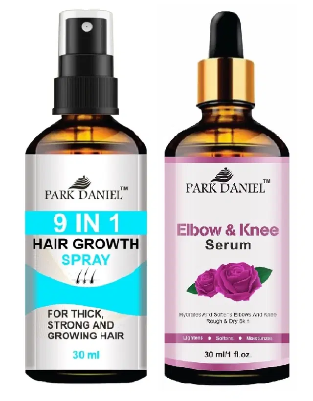 Park Daniel 9 in 1 Hair Growth Spray with Elbow & Knee Whitening Serum, 30 ml, Set of 2