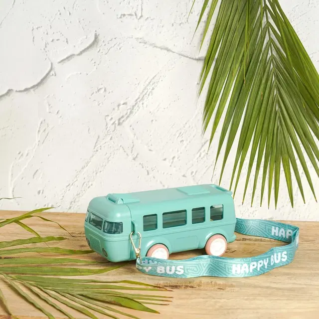 Plastic Bus Shape Sipper Bottle for Kids, Multicolor (1000 ml)