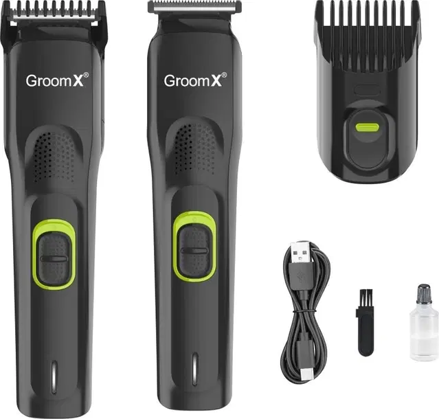 GROOMX GX509 Trimmer for Men, Black Waterproof Trimmer 90 min Runtime 5 Length Settings