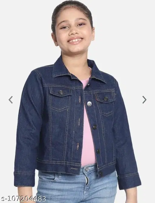Denim Jacket for Girls (Blue, 5-6 Years)