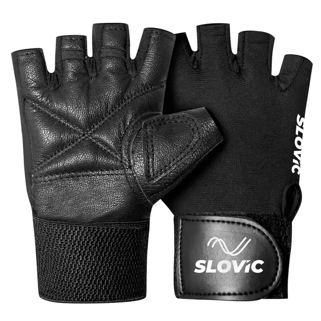 Slovic Leather Gym Gloves, Size S