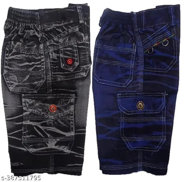 Denim Capris for Boys, Pack of 2 (Multicolor, 12-18 Months)
