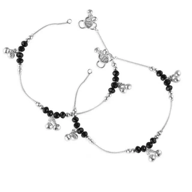Traditional Brass Women Anklets (Silver) (VFJ-107)